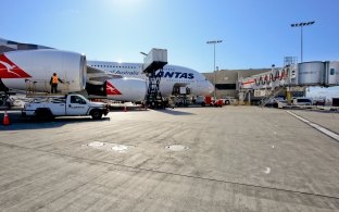 Airbus 380 at new LAX Tom Bradley International Terminal