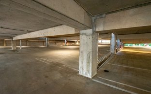 Interior view of the empty parking garage