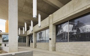 UCSD Athena Parking Structure offices exterior and walkway