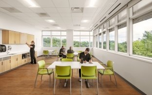 A staff breakroom at the VA Ambulatory Hospital.