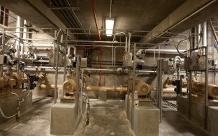 Mechanical equipment inside the water treatment facility