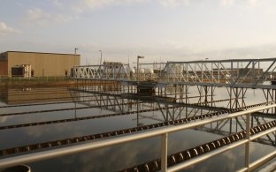 Pipes at a water treatment facility