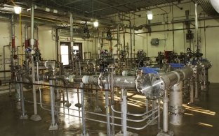 Mechanical equipment inside the water treatment facility