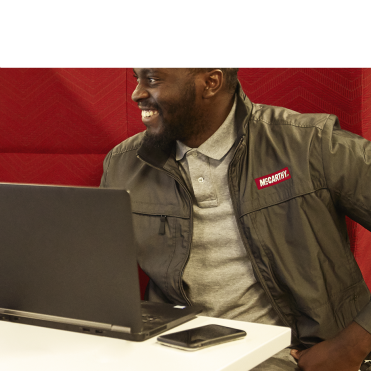 employee at computer desk